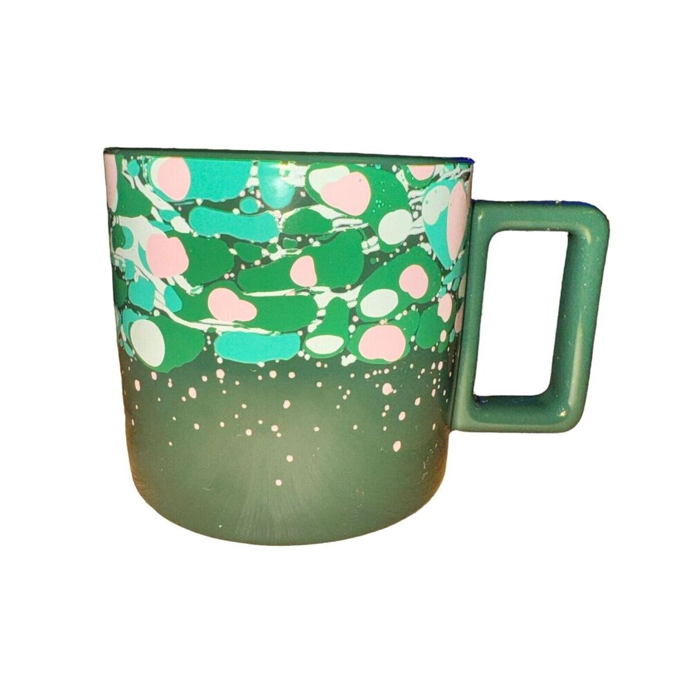 Starbucks Pink Green White Paint Splatter Ceramic Coffee Cup Mug 12 Oz 2022